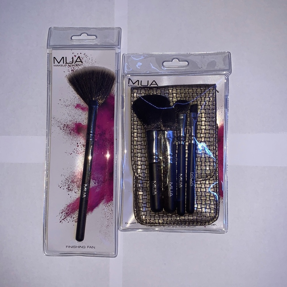 MUA 5 piece travel set and a MUA finishing fan